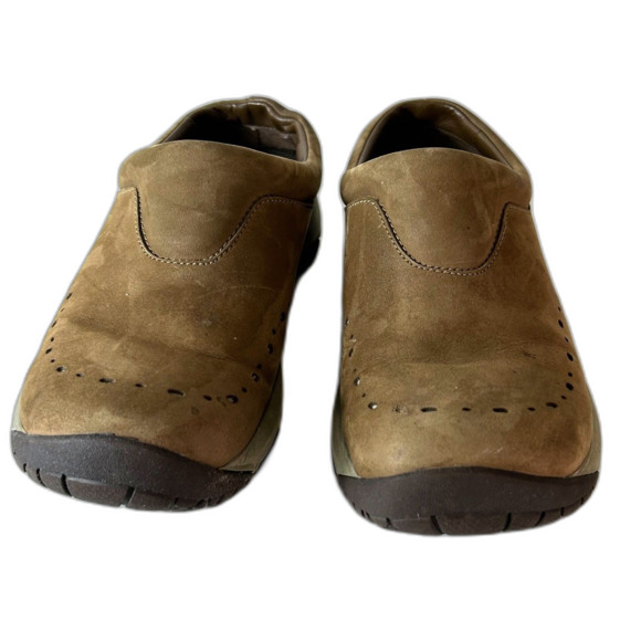 Merrell Dark Earth Brown Nubuck Leather Performance Comfort Clogs Size 9.5 - Picture 2 of 12